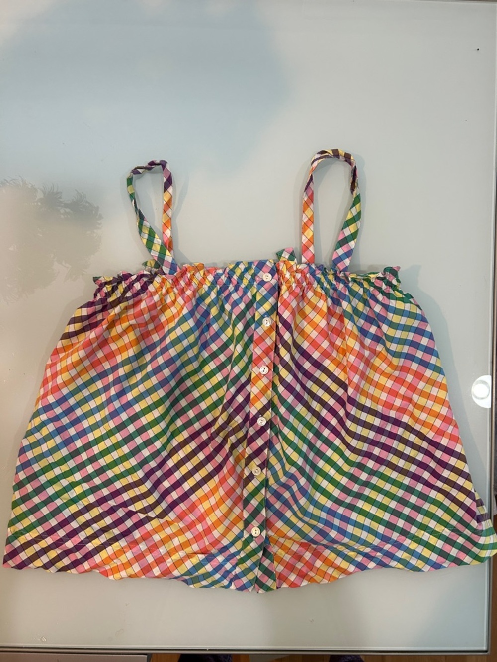 Colorful Rainbow colors pop  Gingham Button-Front Camisole top  J. Crew